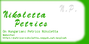 nikoletta petrics business card